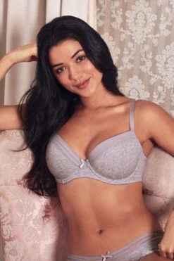 Twist Cotton Padded T-Shirt Bra - Grey Marl