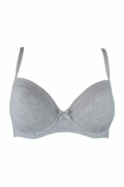 Twist Cotton Padded T-Shirt Bra - Grey Marl -POUR MOI Sales 236782 20201126154900