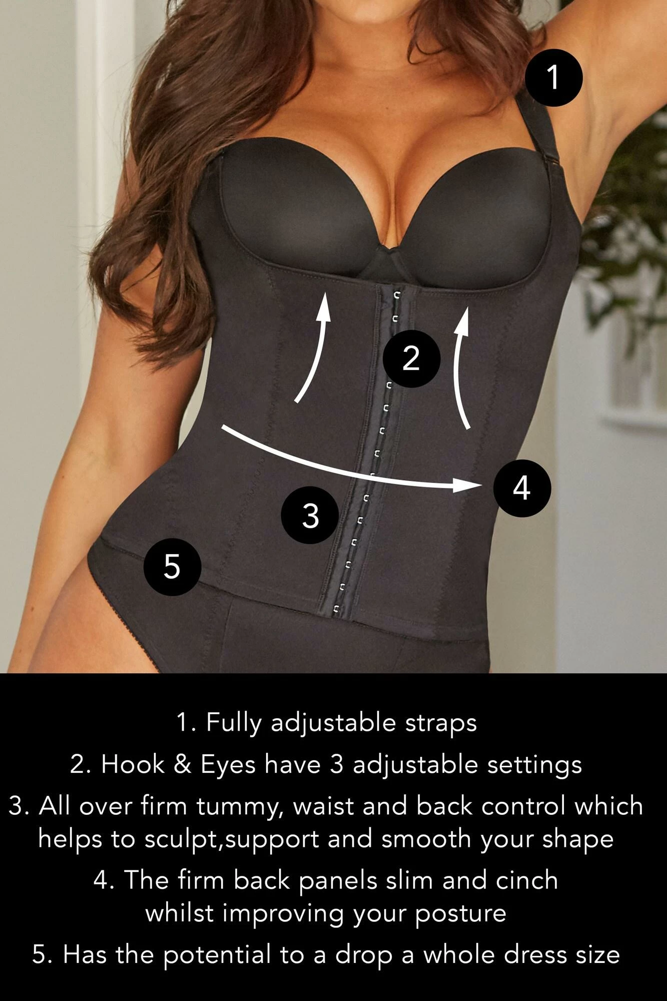 Hourglass Firm Control Back Smoothing Waist Cincher - Black 4 Hourglass Firm Control Back Smoothing Waist Cincher - Black - Image 4