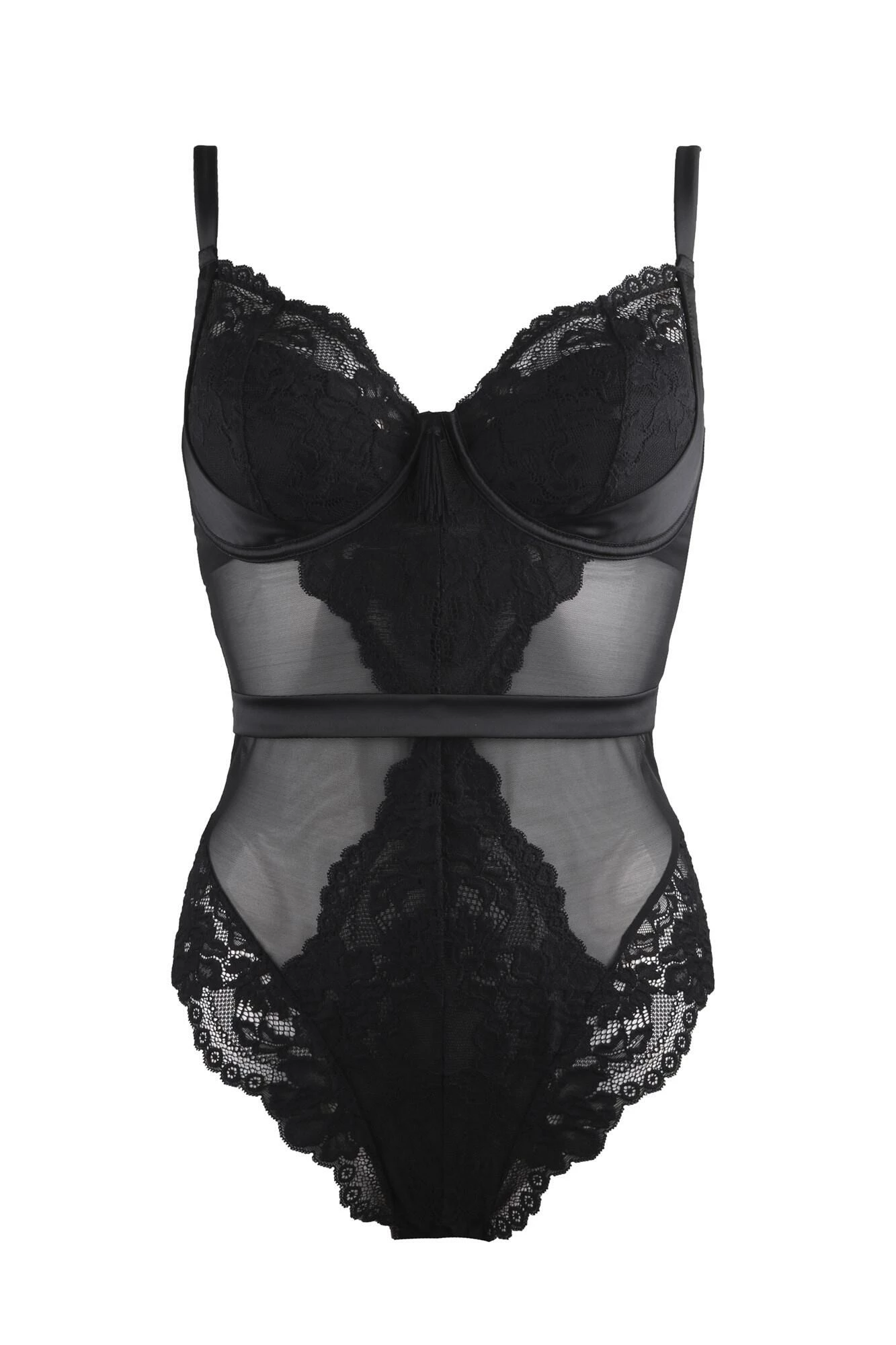 Satin Luxe And Lace Underwired Body - Black 6 Satin Luxe And Lace Underwired Body - Black - Image 6