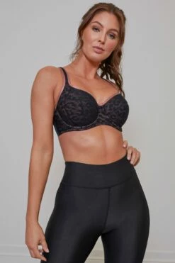Energy Reach Underwired Lightly Padded Sports Bra - Black Lace -POUR MOI Sales 242212 20210219140400