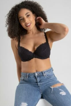 Forever Fiore Padded Plunge Bra - Black -POUR MOI Sales 255801 20210528162400