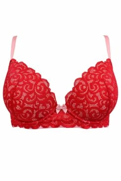 Romance Moulded Plunge Push Up Bra - Red/Pink -POUR MOI Sales 258248 20230505133800