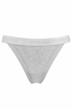 Love To Lounge Logo Cotton Thong - Grey Marl -POUR MOI Sales 258867 20230526135700