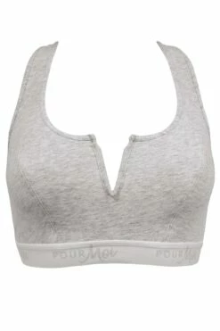 Love To Lounge Logo Cotton Non Wired Crop Top - Grey Marl -POUR MOI Sales 258881 20230526135600