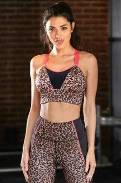 Energy Pulse Longline Underwired Lightly Padded Sp - Leopard/Coral -POUR MOI Sales 260096 20210824130300