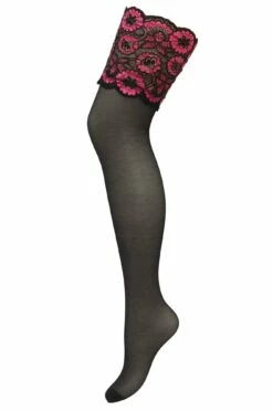 Roxie Lace Top 15 Denier Hold Up - Black/Hot Pink 7 Roxie Lace Top 15 Denier Hold Up - Black/Hot Pink -POUR MOI Sales 260856 20230124144400