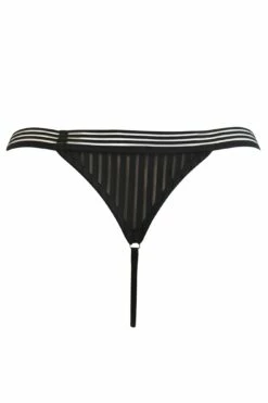 India Stripe Tanga Thong - Black -POUR MOI Sales 263002 20210923093200