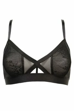 India Mesh & Lace Non Wired Bralette - Black -POUR MOI Sales 263018 20210923093400