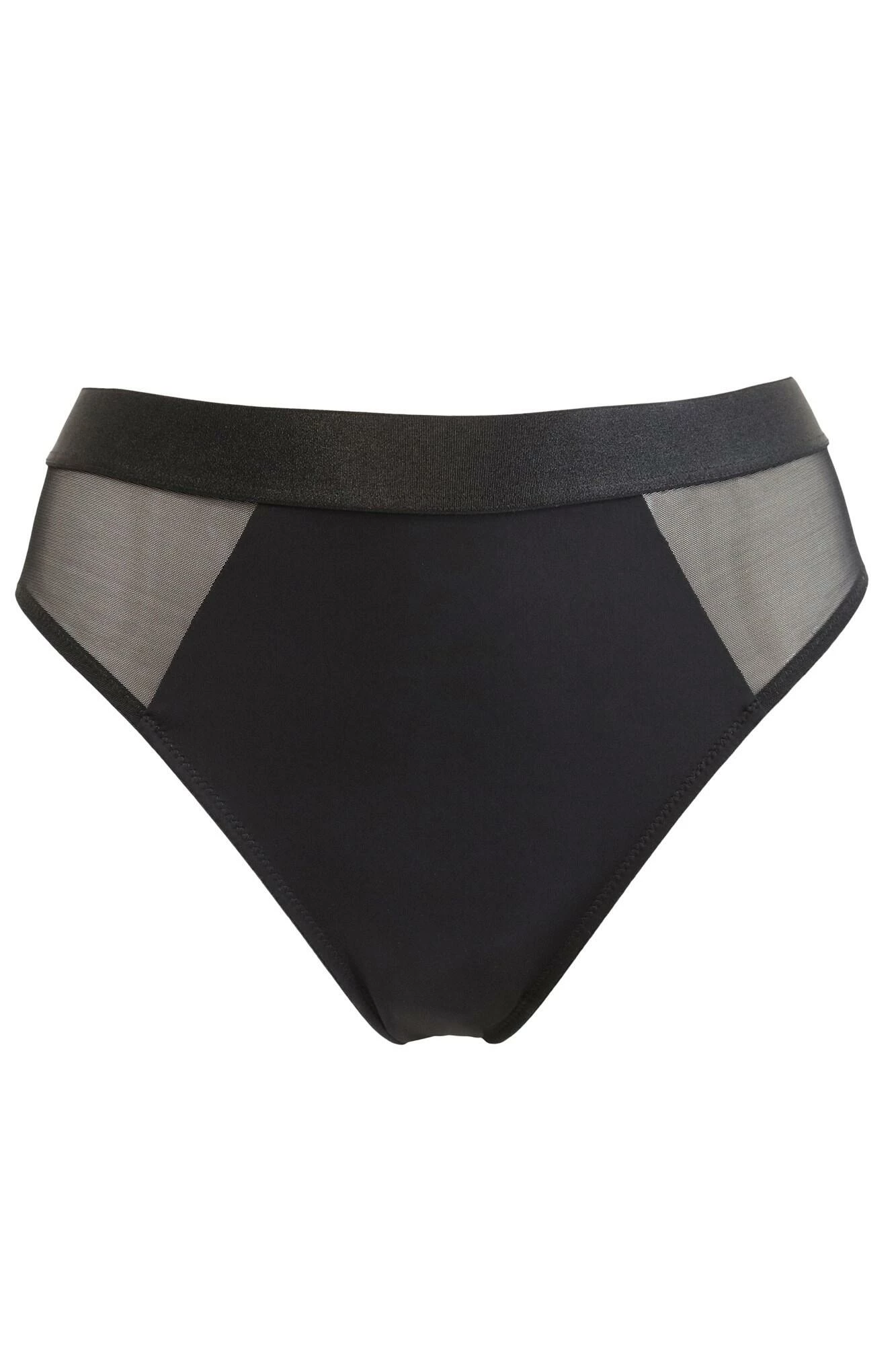 India Mesh And Lace High Leg Brief - Black 3 India Mesh And Lace High Leg Brief - Black - Image 3