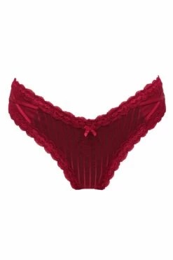 Luxe Linear V Shaped Brazilian Brief - Red/Black -POUR MOI Sales 264013 20220121170800