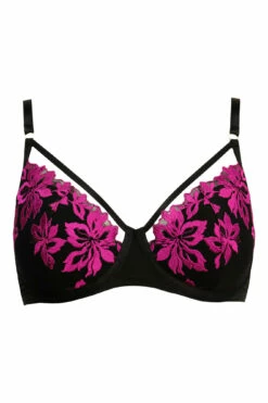 Roxie Strapped Padded Bra - Black/Hot Pink -POUR MOI Sales 266931 20221109111000