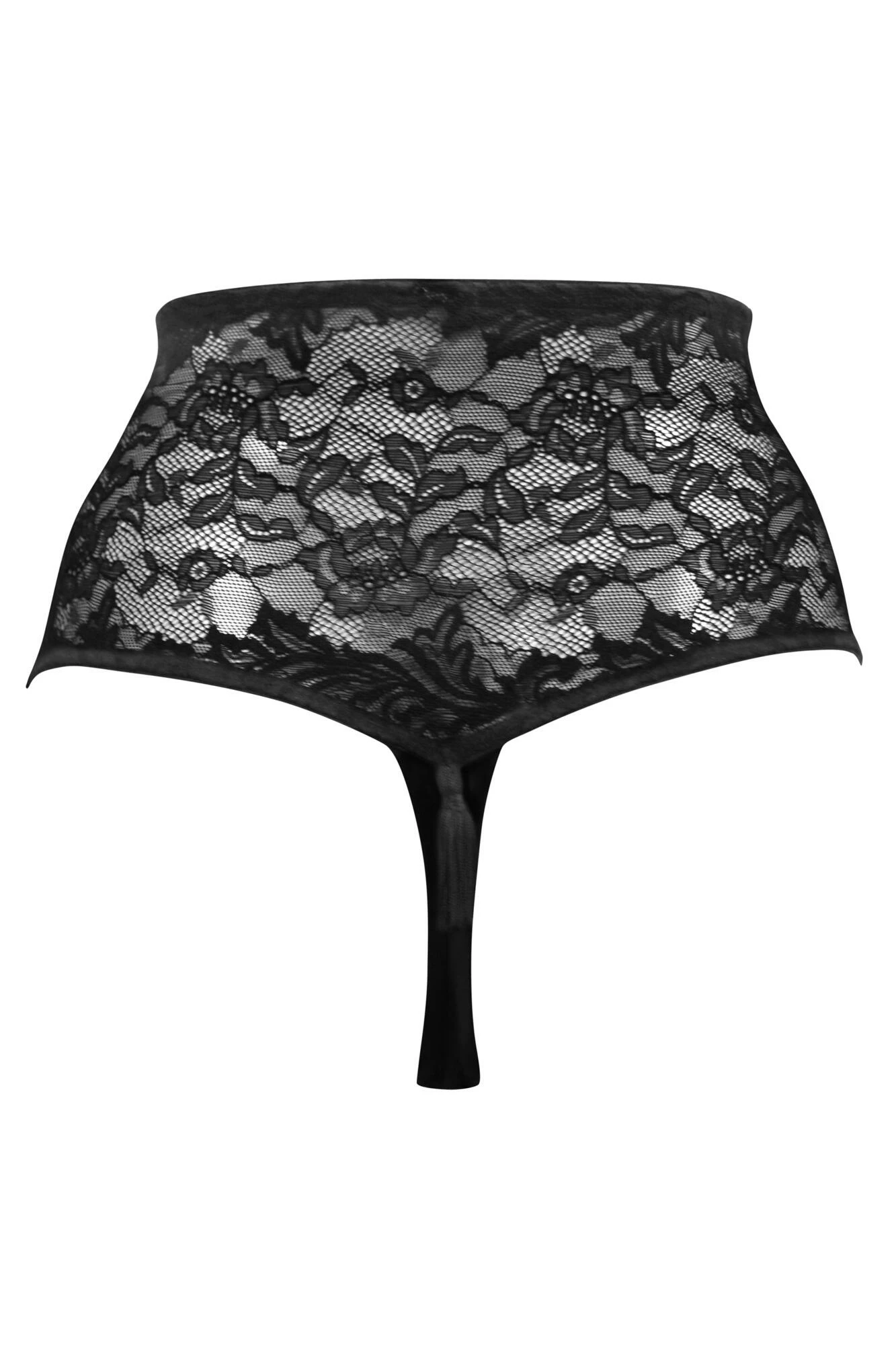 For Your Eyes Only High Waist Crotchless Thong - Black 5 For Your Eyes Only High Waist Crotchless Thong - Black - Image 5