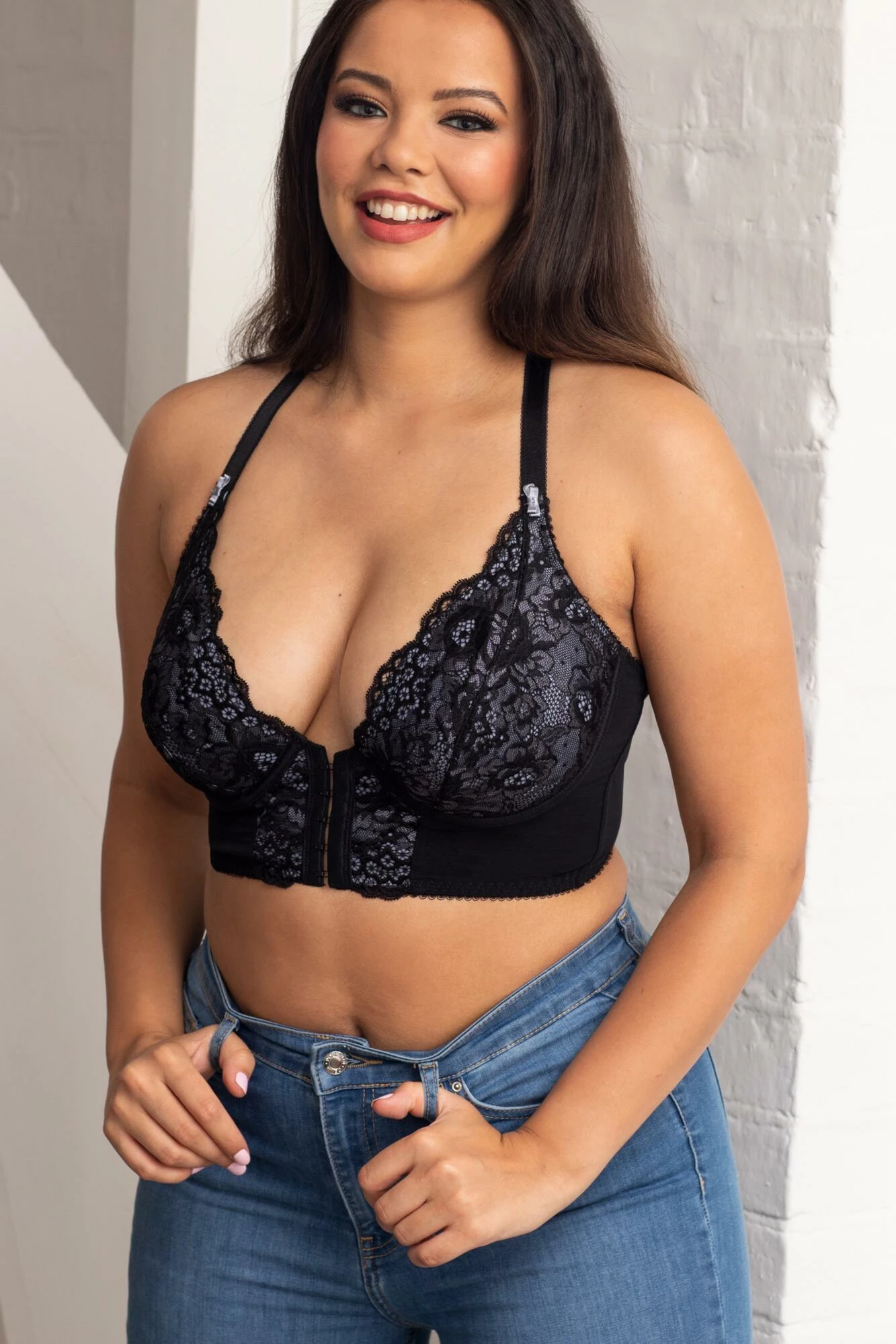 Opulence Front Fastening Underwired Bralette - Slate/Black 2 Opulence Front Fastening Underwired Bralette - Slate/Black - Image 2