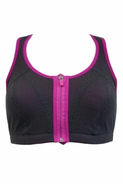 Energy Elevate Zip Front Lightly Padded Sports Bra - Grey/Orchid -POUR MOI Sales 272875 20211216153400