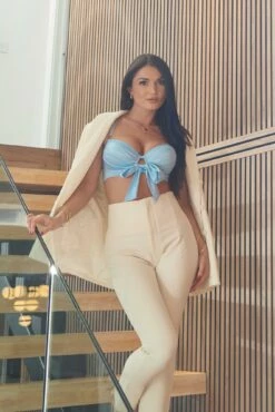 India Satin Padded Longline Bra - Powder Blue -POUR MOI Sales 283494 20220512154700