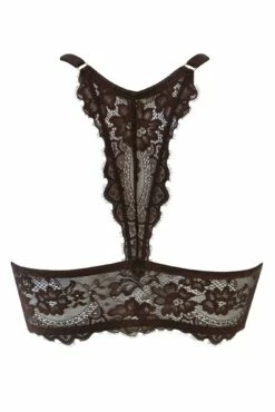 India Eyelash Lace Front Fastening Non Wired Bralette - Chocolate -POUR MOI Sales 292707 20220928134500