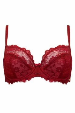 India Eyelash Lace Underwired Bra - Red -POUR MOI Sales 293166 20220824134400