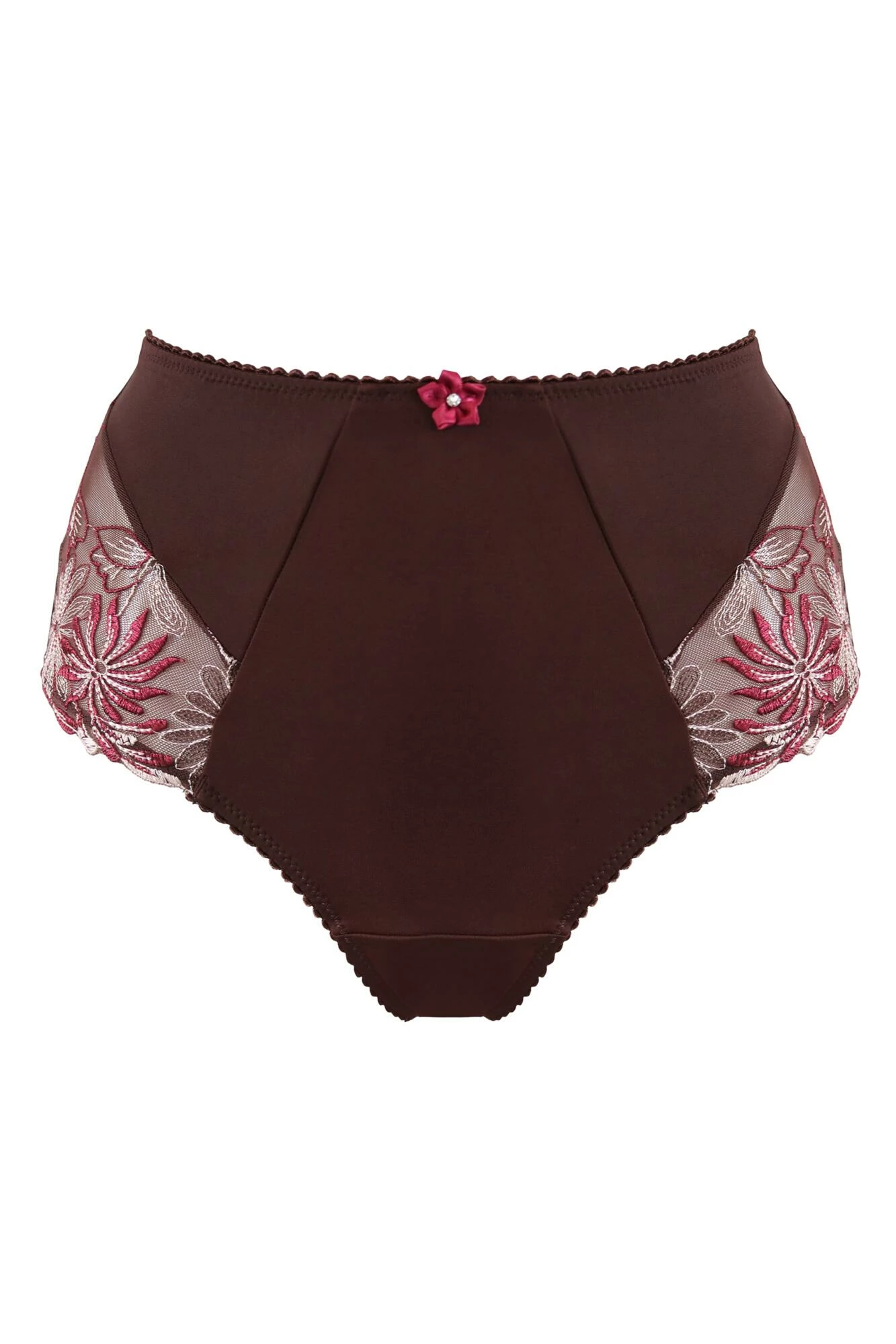 St Tropez High Waist Deep Brief - Chocolate/Red 3 St Tropez High Waist Deep Brief - Chocolate/Red - Image 3