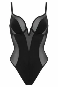 India Sheer And Opaque Underwired Plunge Body - Black -POUR MOI Sales 297275 20221117151600