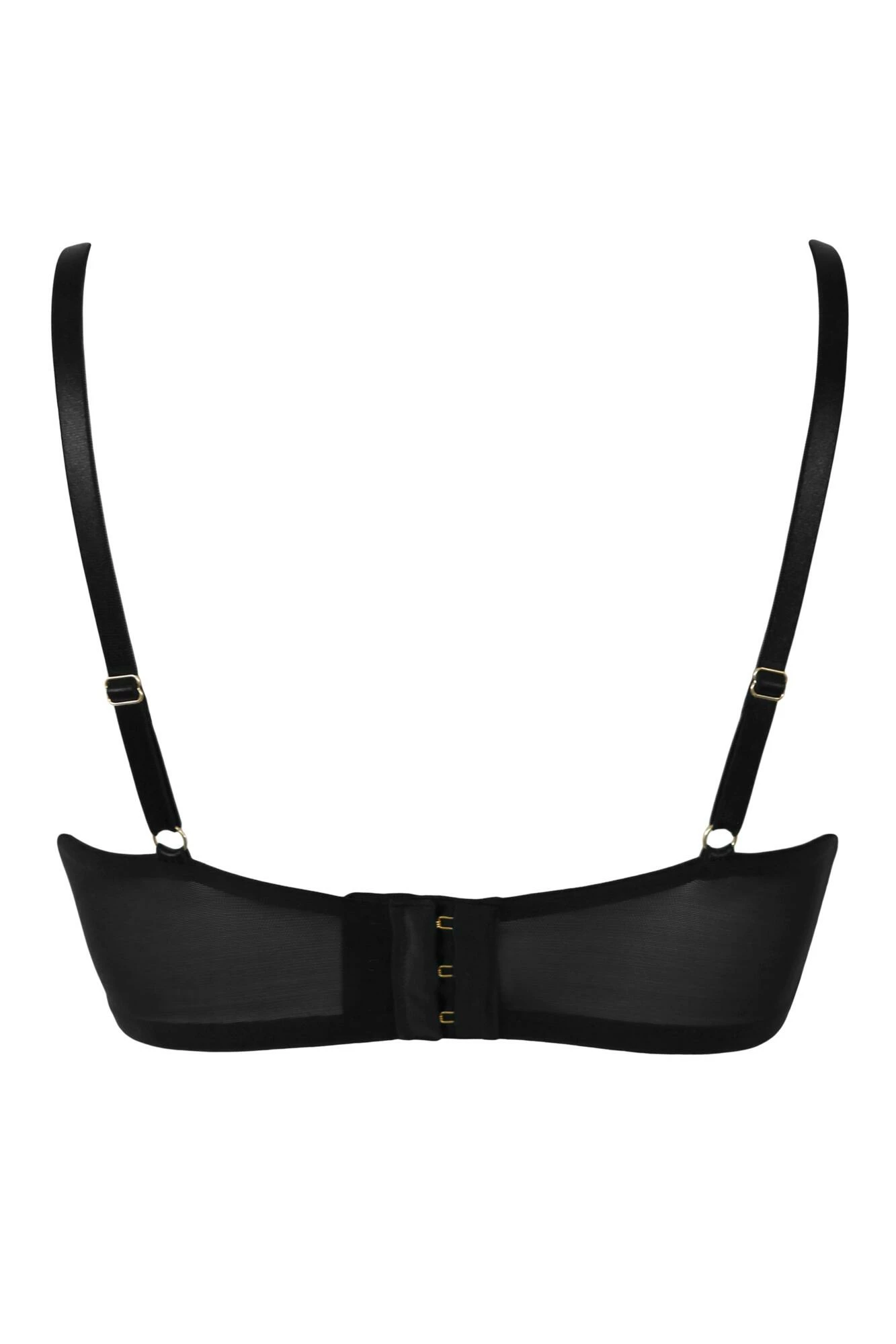 India Satin Padded Longline Bra - Black 7 India Satin Padded Longline Bra - Black - Image 7