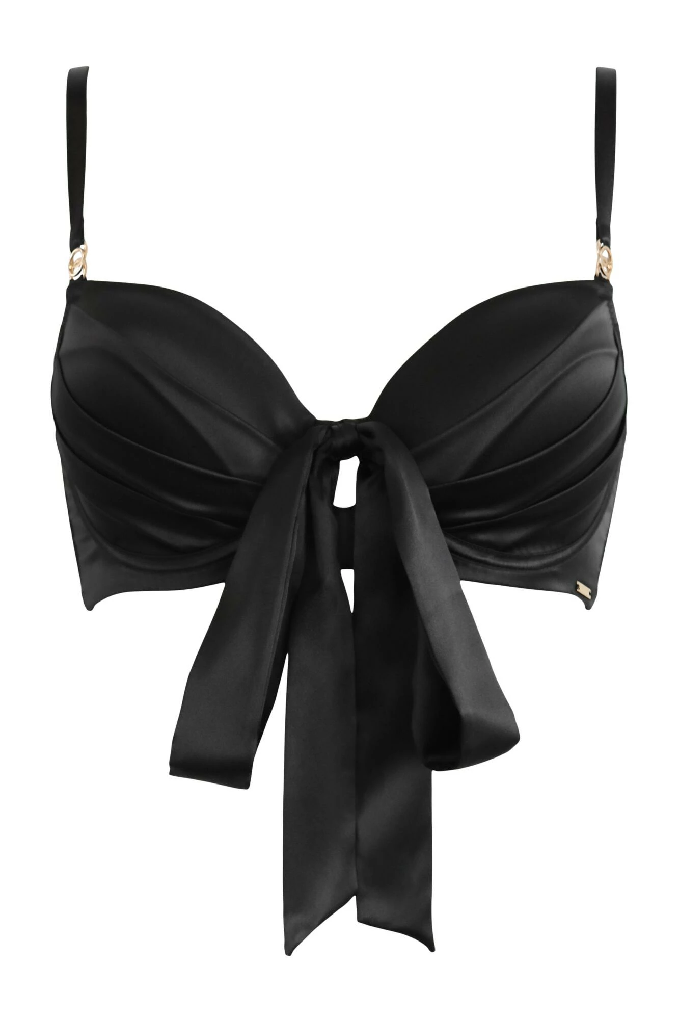 India Satin Padded Longline Bra - Black 3 India Satin Padded Longline Bra - Black - Image 3