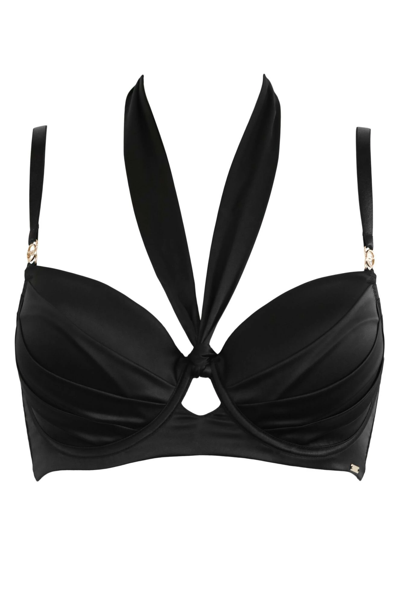 India Satin Padded Longline Bra - Black 5 India Satin Padded Longline Bra - Black - Image 5