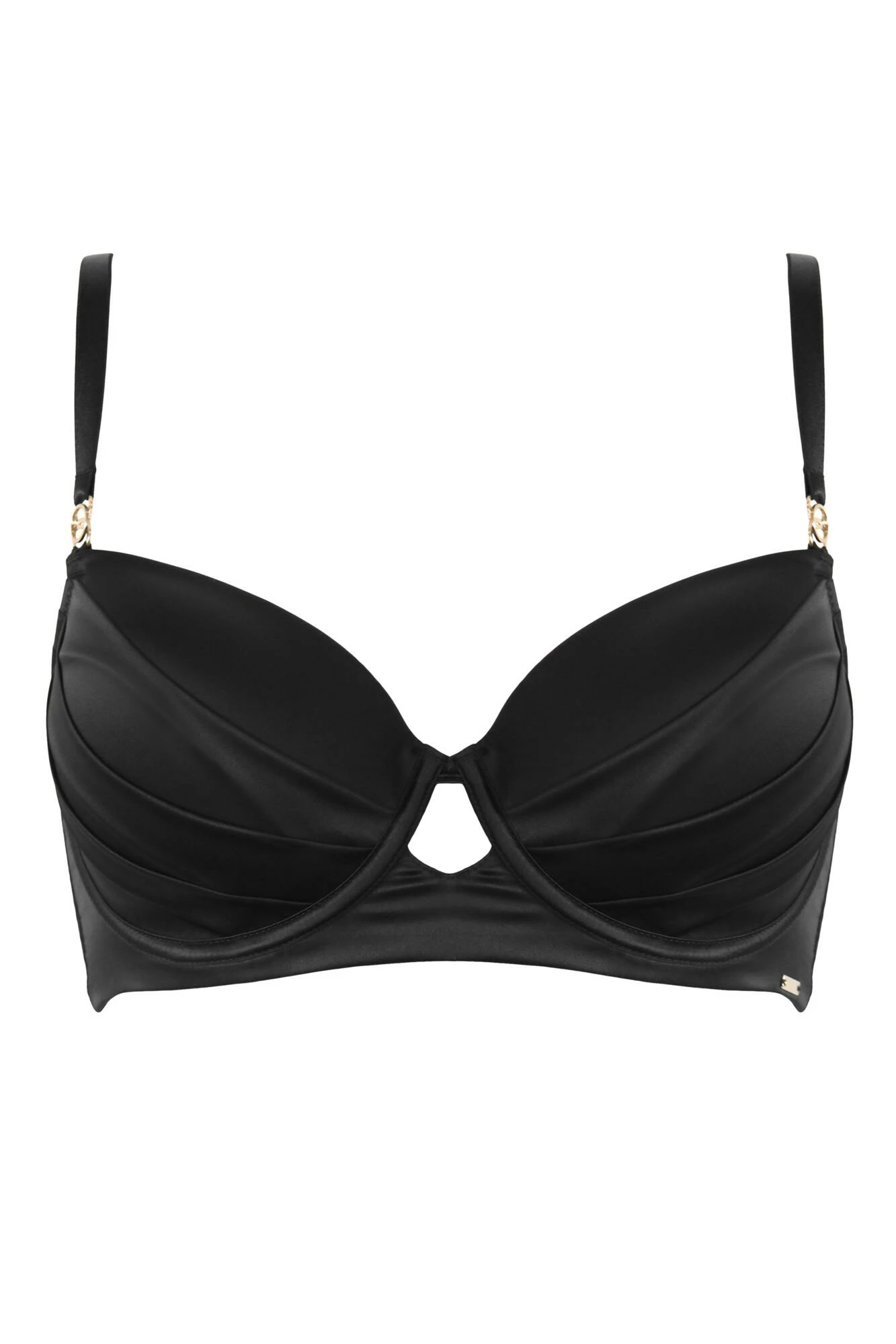 India Satin Padded Longline Bra - Black 6 India Satin Padded Longline Bra - Black - Image 6