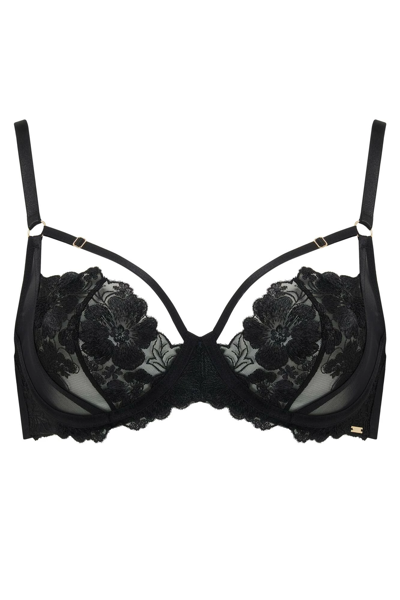 India Bold Embroidery Non-Padded Bra - Black 4 India Bold Embroidery Non-Padded Bra - Black - Image 4