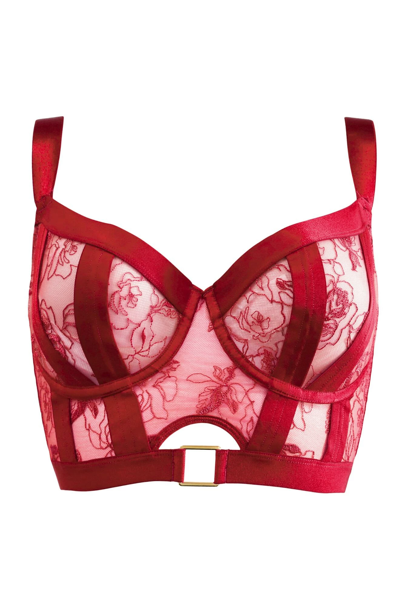 India Embroidery Underwired Bustier - Red 5 India Embroidery Underwired Bustier - Red - Image 5