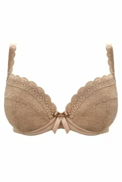 Rebel Padded Plunge Bra - Almond -POUR MOI Sales 303221 20221213141200