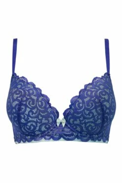 Romance Moulded Plunge Push Up Bra - Cobalt/Mint -POUR MOI Sales 306692 20230530101400