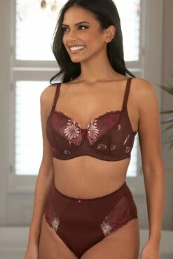 St Tropez Full Cup Bra - Chocolate/Red -POUR MOI Sales 313028 20230329154300