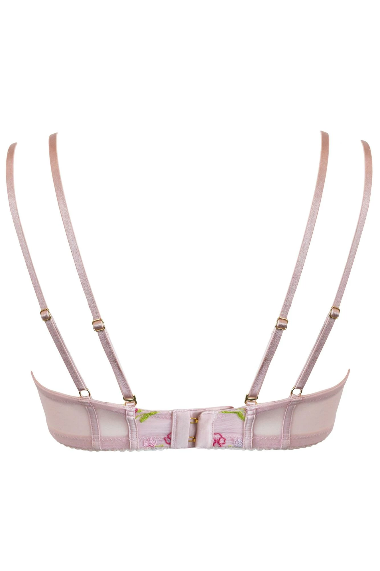 India Embroidery Plunge Suspender Set - Soft Pink 4 India Embroidery Plunge Suspender Set - Soft Pink - Image 4