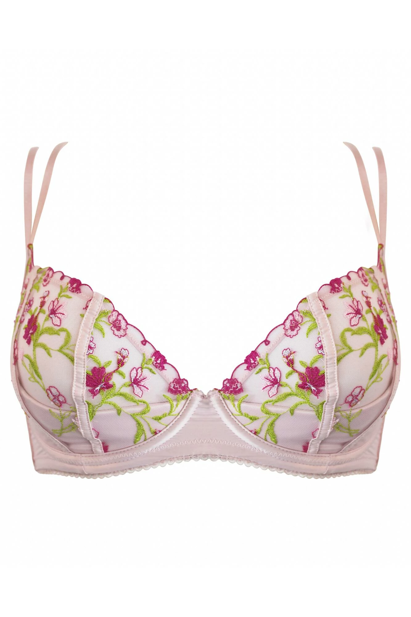 India Embroidery Plunge Suspender Set - Soft Pink 3 India Embroidery Plunge Suspender Set - Soft Pink - Image 3