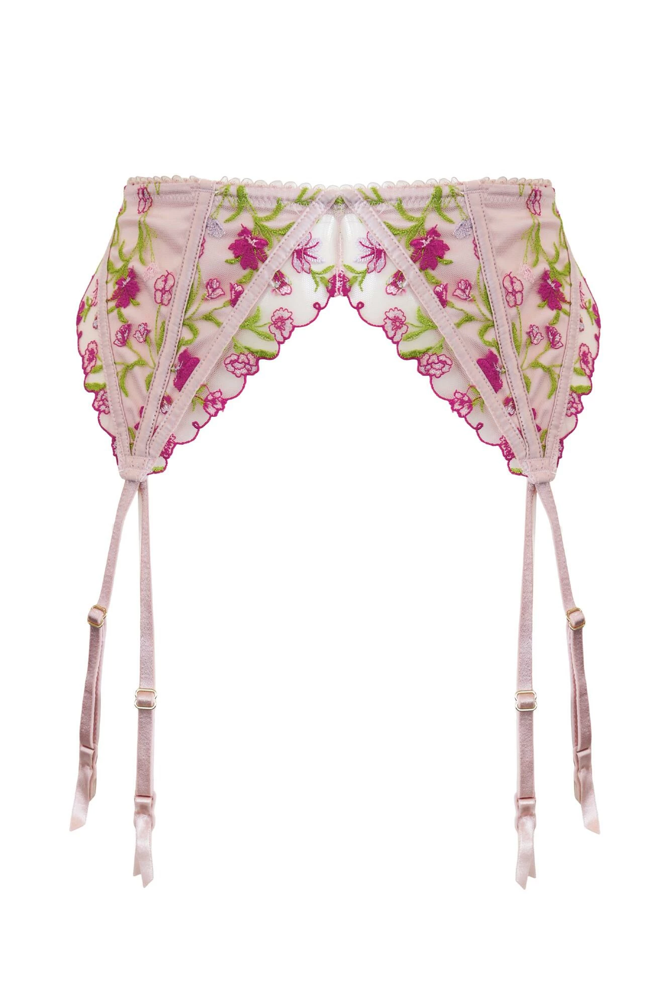 India Embroidery Plunge Suspender Set - Soft Pink 7 India Embroidery Plunge Suspender Set - Soft Pink - Image 7