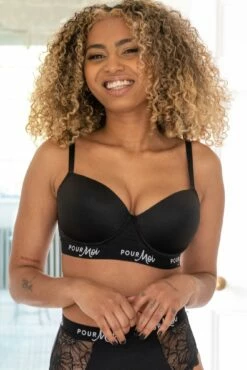 Logo Padded T-shirt Bra - Black