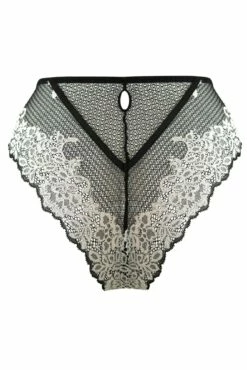 India Two-Tone Bold Lace High-Leg Brief - Black/Ivory -POUR MOI Sales 317104 20230601112700