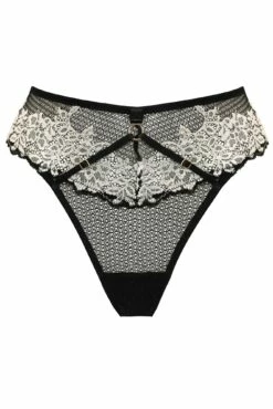 India Two-Tone Bold Lace High-Leg Brief - Black/Ivory -POUR MOI Sales 317105 20230601112700