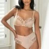 Sofia Emb Lace Embroidered Deep Brief - Latte