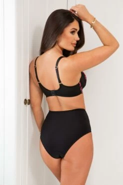 Soiree Embroidery High-Waist Deep Brief - Black/Pink -POUR MOI Sales 319832 20230904095000