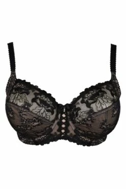 Sofia Lace Embroidered Side Support Bra - Black -POUR MOI Sales 320724 20230822145700