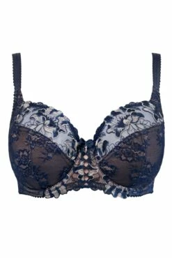 Sofia Lace Embroidered Side Support Bra - Navy/Blush -POUR MOI Sales 320730 20230822145700