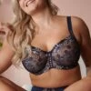 Sofia Lace Embroidered Side Support Bra - Navy/Blush