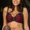 Amour Padded Balconette Bra - Black/Scarlet