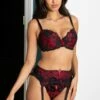 Amour Balconette Set - Black/Scarlet